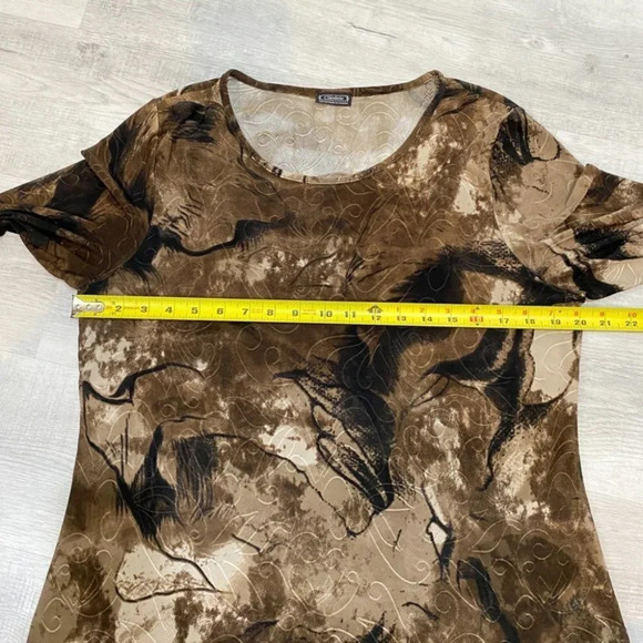 Clientele Smoky Tie-Dye 3/4-Sleeve Brown and Cream Women's L Shirt - Picture 16 of 16